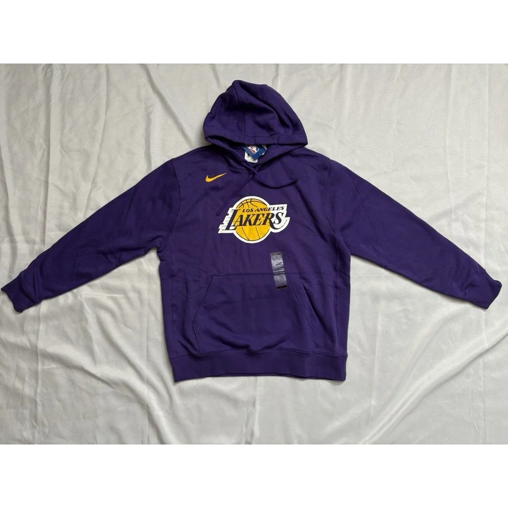 NEW Nike Los Angeles Lakers Pullover Hoodie LA Lakers Purple Fleece Men's Large